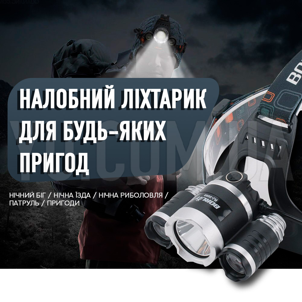 Світлодіодний ліхтарик налобний X-BAIL RJ-3000-T6 Boriut Світлодіодний ліхтарик налобний X-BAIL RJ-3000-T6 Boriut